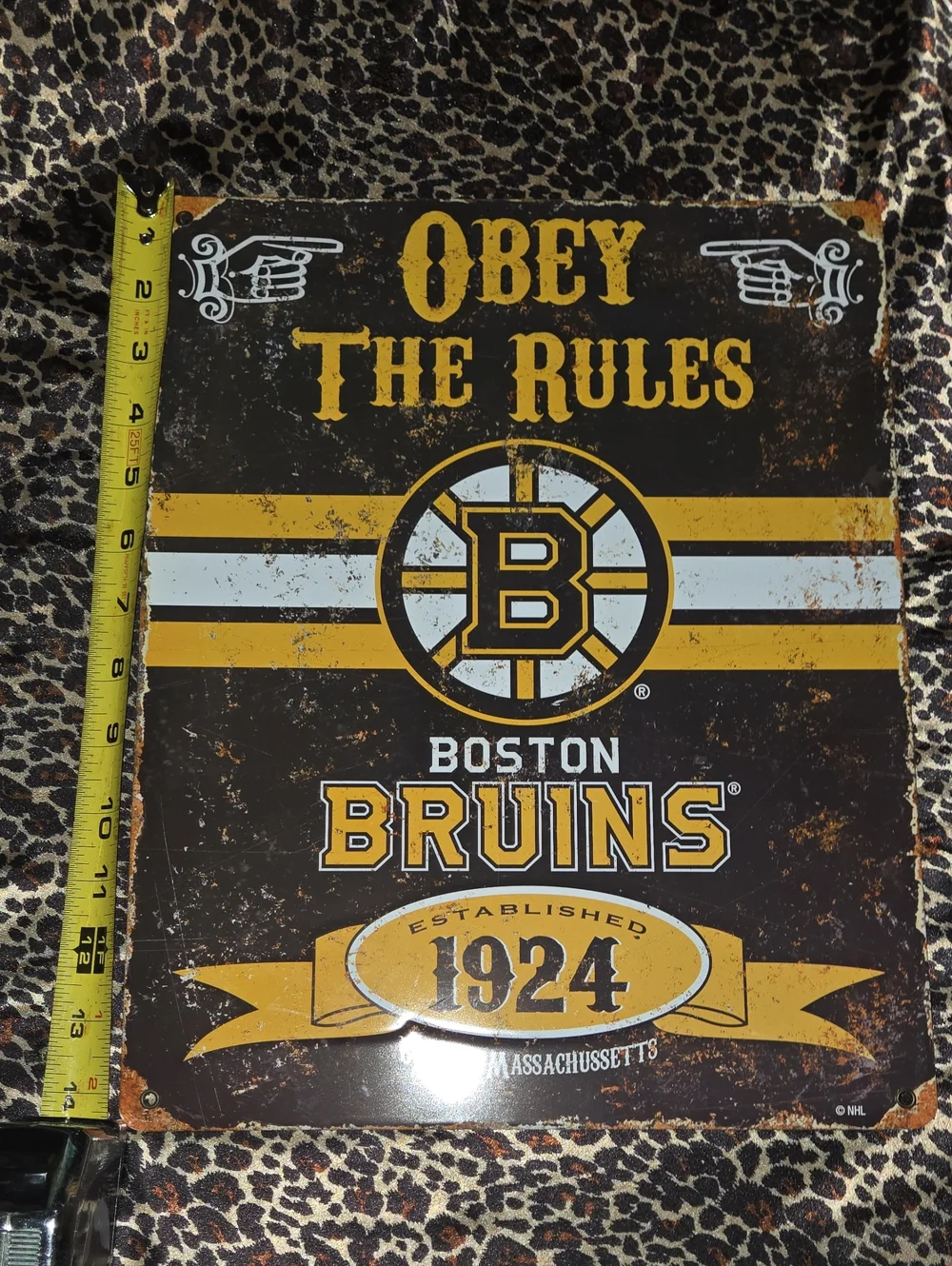 Boston Bruins Metal Tin Sign NHL Embossed Vintage Pub Man Cave Wall Decor